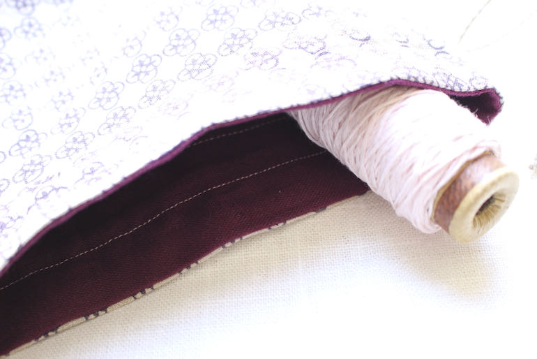 リネンプリントルールー<br />巾着セットFlaxマルベリー